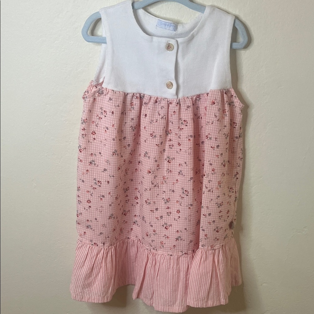 Laranjinha Charming Pink Floral Kids Dress with White Top